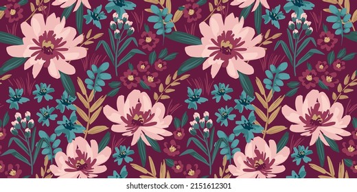 Floral seamless pattern. Vector design for paper, cover, fabric, interior decor and other use