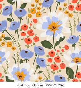 Floral seamless pattern. Vector design for paper, cover, fabric, interior decor and other use