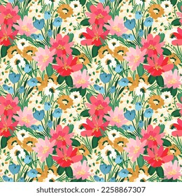 Floral seamless pattern. Vector design for paper, cover, fabric, interior decor and other use