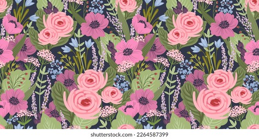Floral seamless pattern. Vector design for paper, cover, fabric, interior decor and other use