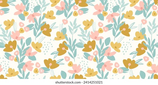 Patrón floral sin fisuras. Diseño de vectores para papel, cubierta, tela, decoración interior y otros usos