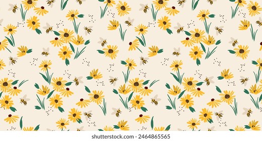 Floral seamless pattern. Vector design for paper, cover, fabric, interior decor and other use