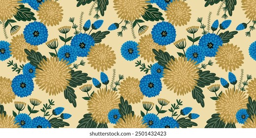 Floral seamless pattern. Vector design for paper, cover, fabric, interior decor and other use