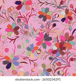 Floral seamless pattern. Vector design for paper, cover, fabric, interior decor and other use. Vector illustration