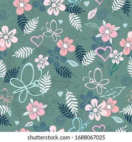 Floral seamless pattern. Vector design.Wallpaper, background, textile.