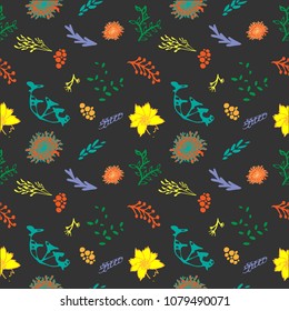 Floral seamless pattern. Vector illustration. Background for fabrics, textiles, paper, wallpaper, web pages, wedding invitations. 