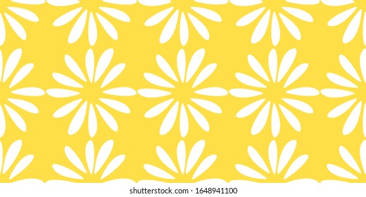 Floral seamless pattern, vector illustration, yellow background, print trend 2020
