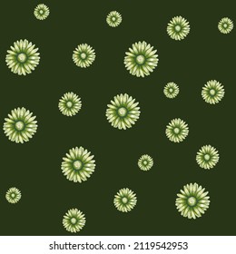 Floral seamless pattern. Vector illustration on a green isolated background.
