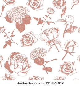 Floral seamless pattern vector illustration. Floral pattern for use on gift wrap, wallpaper, fabric print, print background, etc.