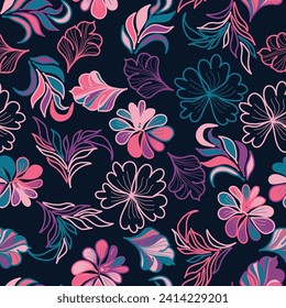 Patrón floral sin fisuras. Ilustración vectorial. Diseño para banner, afiche, tarjeta, invitación y libro de recortes. 