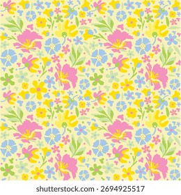 Floral seamless pattern vector illustration on bright background