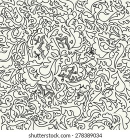Floral seamless pattern. Vector illustration for beautiful design. Endless monochrome floral texture for textile. Can be used for wallpaper, pattern fill, web page background, surface.