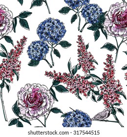 Floral seamless pattern. Vector illustration.