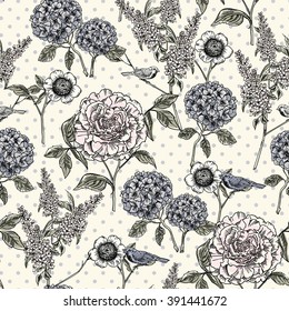Floral seamless pattern. Vector illustration.