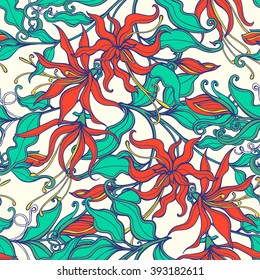 Floral seamless pattern. Vector illustration.