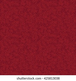 Floral seamless pattern - vector illustration of detailed red ornament of plant twigs and curled branches