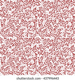 Floral seamless pattern - vector illustration of detailed red ornament of plant twigs and curled branches