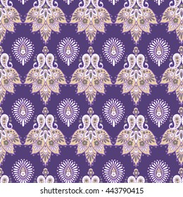 Floral seamless pattern. Vector illustration in Asian textile style