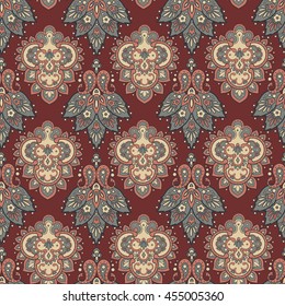 Floral seamless pattern. Vector illustration in Asian textile style