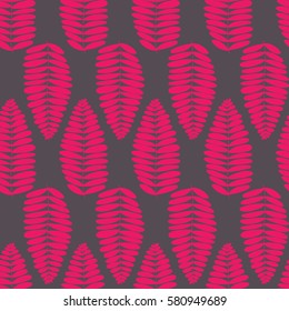  Floral seamless pattern. Vector illustration.  Pink leaves on the grey background.