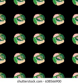 Floral seamless pattern. Vector illustration. Spring paper with abstract cute flowers in blue and green colors.