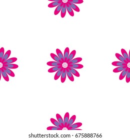 Floral seamless pattern. Vector illustration with abstract flowers. Repeating background for printing on fabric, textiles, surfaces, paper, wrapper. Two colors pink and purple. Bright, simple design