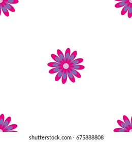 Floral seamless pattern. Vector illustration with abstract flowers. Repeating background for printing on fabric, textiles, surfaces, paper, wrapper. Two colors pink and purple. Bright, simple design