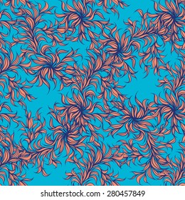 Floral seamless pattern. Vector line art.