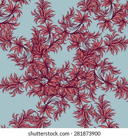 Floral seamless pattern. Vector line art.