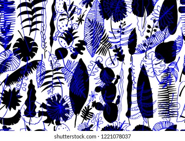 Floral seamless pattern. Vector nature bright background. Flourish wallpaper with plants Inflorescences