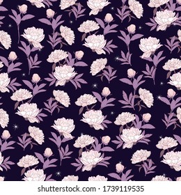 Floral seamless pattern. Vector peonyes flowers for desing print