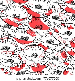 Floral seamless pattern. Vector poppy flowers background. Vintage decoration for wrapping paper, fabric.