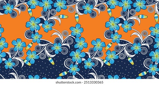 Floral Seamless pattern vector, Simple batik motif, Indonesian Batik Motif