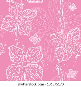 Floral seamless pattern. Vector texture: hydrangea.