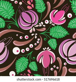 Floral seamless pattern. Vector version. Ornate flowers. Doodle style, spring background.