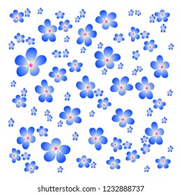 Floral seamless pattern vector. Vintage ornament with cute flowers for textiles, Wallpaper, packaging. Blue flowers on white background.