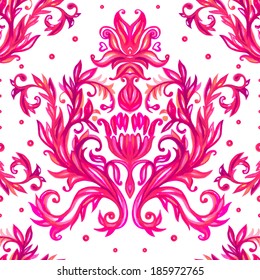 Floral seamless pattern. Vector watercolor background. Baroque vintage floral background. 