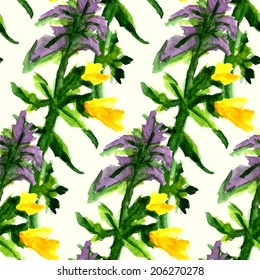 Floral seamless pattern. Vector watercolor flowers. EPS 10