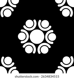Floral seamless pattern. Vector white and black background. Abstract geometric pattern