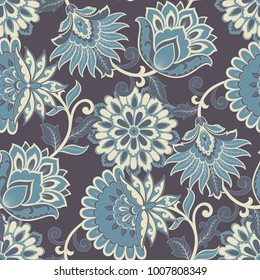Floral seamless pattern. Vintage background in batik style