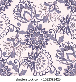 Floral seamless pattern. Vintage background in batik style