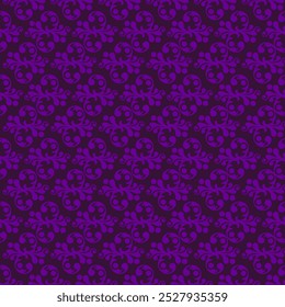 Floral seamless pattern with vintage damask ornament in purple tones, featuring decorative swirls and retro-style elements Perfect for wallpaper, textile, and fabric design