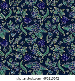 Floral seamless pattern. Vintage decorative elements. Floral ornament.