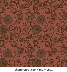 Floral Seamless Pattern. Vintage Rapport with Flowers in Victorian Style. Retro Motif for Wallpaper, Fabric, Textile.