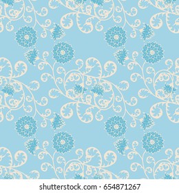 Floral Seamless Pattern. Vintage Rapport with Flowers in Victorian Style. Retro Motif for Wallpaper, Fabric, Textile.