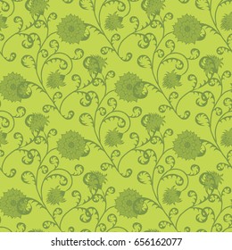 Floral Seamless Pattern. Vintage Rapport with Flowers in Victorian Style. Retro Motif for Wallpaper, Fabric, Textile.