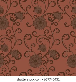 Floral Seamless Pattern. Vintage Rapport with Flowers in Victorian Style. Retro Motif for Wallpaper, Fabric, Textile.