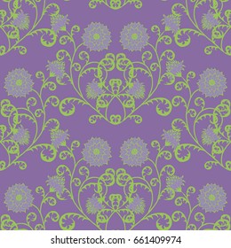 Floral Seamless Pattern. Vintage Rapport with Flowers in Victorian Style. Retro Motif for Wallpaper, Fabric, Textile.