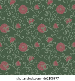 Floral Seamless Pattern. Vintage Rapport with Flowers in Victorian Style. Retro Motif for Wallpaper, Fabric, Textile.