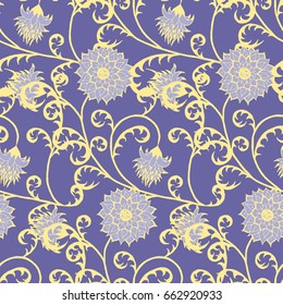 Floral Seamless Pattern. Vintage Rapport with Flowers in Victorian Style. Retro Motif for Wallpaper, Fabric, Textile.